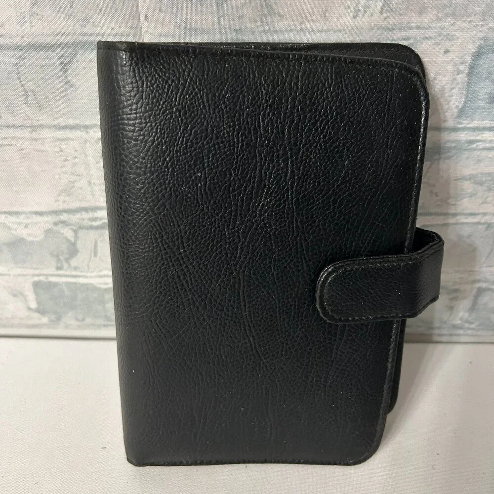BLACK IMITATION LEATHER PLANNER AND CARD HOLDER